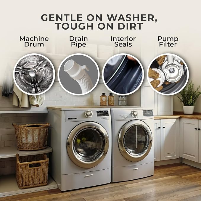 Washing Machine Cleaner Tablets – Deep Clean Washer Descale, Laundry Tub Cleaning Solution, Smell Fresh, Eliminates Buildup & Dirt, For Front & Top Load Washers, Easy-to-Use, 6 Pack, unscented