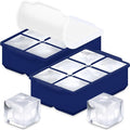 KitchFort® Large Silicone Ice Cube Tray (2-Pack) - 2" Big Ice Mold with Lid | Easy Release, Cocktail, Whiskey Ice Cubes Mold - Food Grade - Ice Cube Trays for Freezer - Stackable Silicone Ice Tray