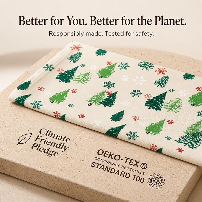 Urban Villa Kitchen Towels Cotton Dish Towels 20”x30” (Set of 6) Grn Tree Print