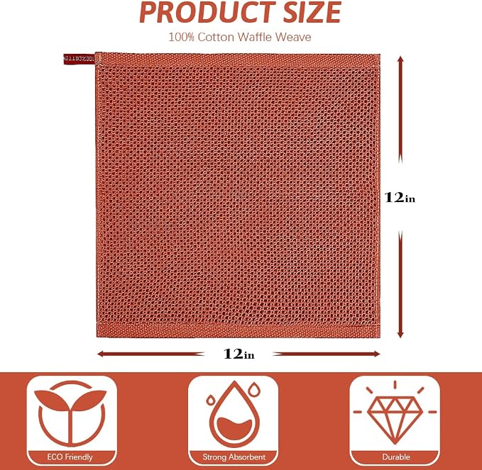 Nialnant 6 Pack Dish Towels,100% Cotton Hand Towels for Kitchen,Housewarming Gifts for New Home,Kitchen Dish Rags 12x12 Inches, Brick Red