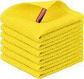 Nialnant 6 Pack Yellow Kitchen Dish Cloths, 100% Cotton Waffle Weave Dish Towels for Drying Dishes, Quick Drying Kitchen Towels, Soft Absorbent Dish Rags - 12x12 in