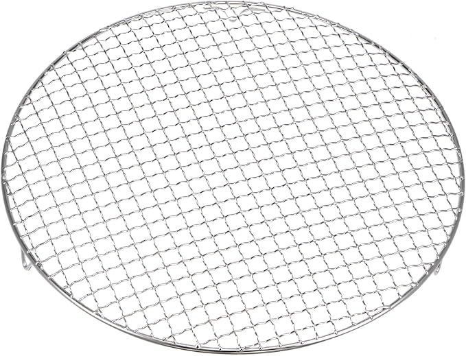 HARFINGTON Round Cooking Rack 13-inch 201 Stainless Steel Cross Wire Barbecue Grill Net with 20mm Legs for Cooking Baking Steaming BBQ