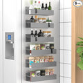 Metal Magnetic Spice Rack for Refrigerator Gray, 6 Pack | Magnetic Shelves Heavy Duty for Fridge in Kitchen, Seasoning Storage Organizer, For Oven Washer and Dryer, For Heavier Items