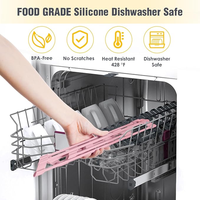 Tomorotec Triangle Roll Up Dish Drying Rack with Silicone Coating, Pink | 304 Stainless Steel with BPA-Free Silicone, Triangle Design Maximizes Sink Corner Space, Fits Compact Kitchens And RVs