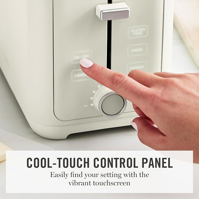 Martha Stewart 2-Slice Toaster, 3 Presets & 10 Shade Settings, Linen Cream | Gluten-Free, Bagels, Extra-Wide Self Centering Slots, Waffles & Artisan Bread, Shade Memory, Cord Wrap & Removable Crumb Tray