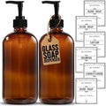 Amber Glass Soap Dispenser with Pump, 16 oz | Amber Glass, Soap Dispenser Pump Hand and Dish,Bathroom and Kitchen Sink use ,6 waterproof (Pack of 2)