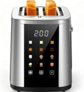 Foyoconven 2 Slice Toaster with Touch Screen, 1.5" Extra Wide Slots for Bagels & Thick Bread, Stainless Steel, Digital Countdown Timer, 6 Shade Settings, Defrost/Reheat/Cancel, Removable Crumb Tray