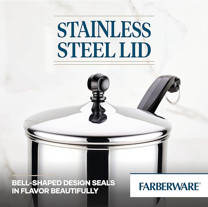 Farberware Classic Stainless Steel 2-Quart Mirror Satin Covered Saucepan,Silver,(Pack of 3)
