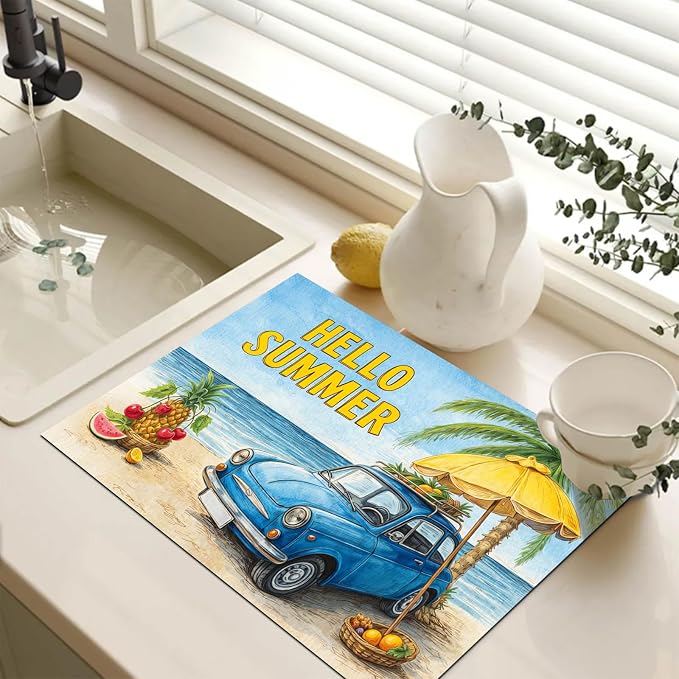 HOMETITUTE Hello Summer Stove Top Cover 28x20 Beach Car Heat Resistant