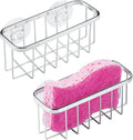 iDesign Stainless Steel Suction Sponge Holder, 2-Pack, Polished | Kitchen Sink Caddy Organizer