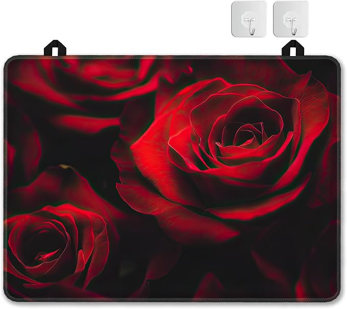 Stove Top Covers for Electric Stove,Red Rose Flower Flat Top Stove Cover,Retro Floral Heat Resistant Glass Top Stove Cover Protector Anti-Slip Range Covers, 28 x 20 Inch
