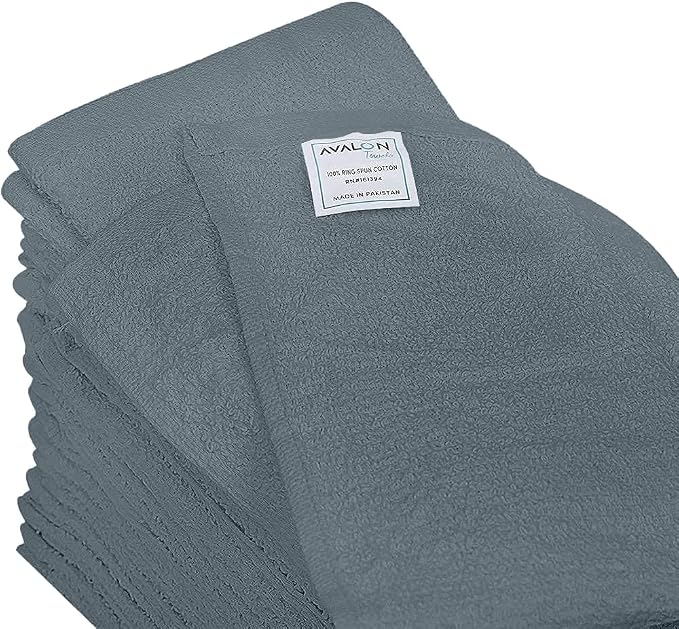 Avalon Towels Bar Towels (Pack of 120) Size 14x17 Inches – 100% Cotton, Absorbent and Reusable Cleaning Rags, Multipurpose Cleaning Towels, Terry Cloth Rags, Durable Shop Rags (Grey)