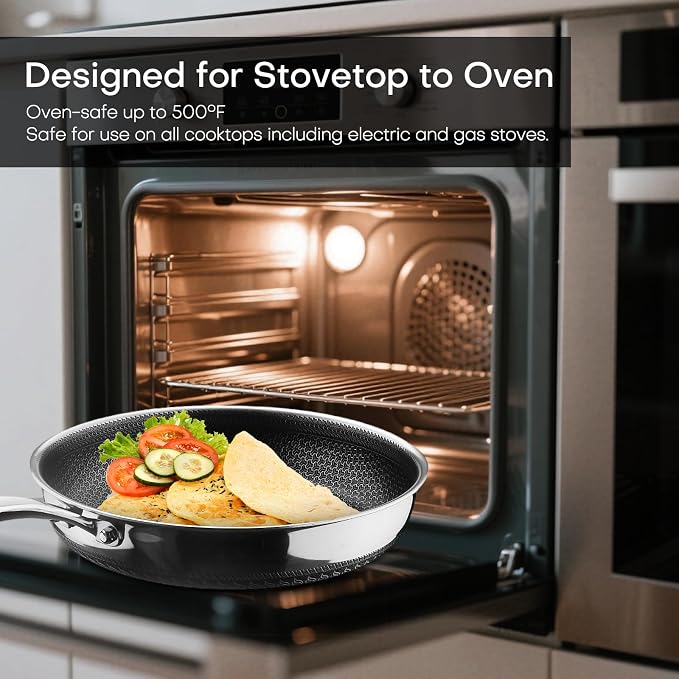 Lazycorner Pots and Pans Set Non Stick,Stainless Frying Pans Skillet with Lid Non toxic Healthy Kitchen Cookware Sets Induction Compatible