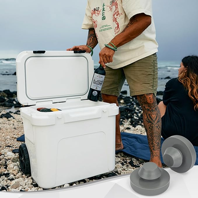 4 Pcs Rack Replacement Cooler Feet, Non-Slip Rubber Feet for Most 20qt 45qt 65qt 110qt 145qt Coolers, Compatible with Yeti Coolers, Prevent Sliding, Gray