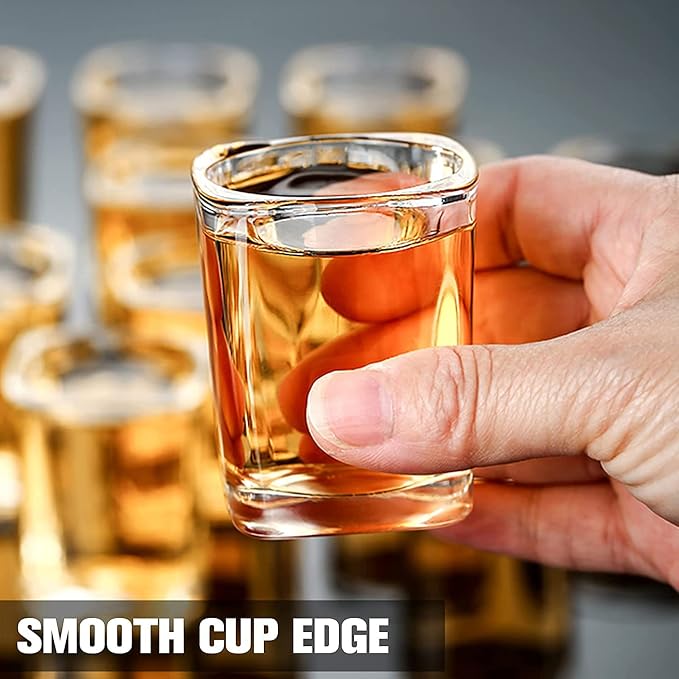 30 Pack Heavy Base Shot Glasses Bulk, 2.2 oz Square Shot Glass Set, Clear Espresso Shot Glass, Small Whiskey Shot Glasses for Vodka, Whiskey, Tequila, Espressos, Spirits & Liquors