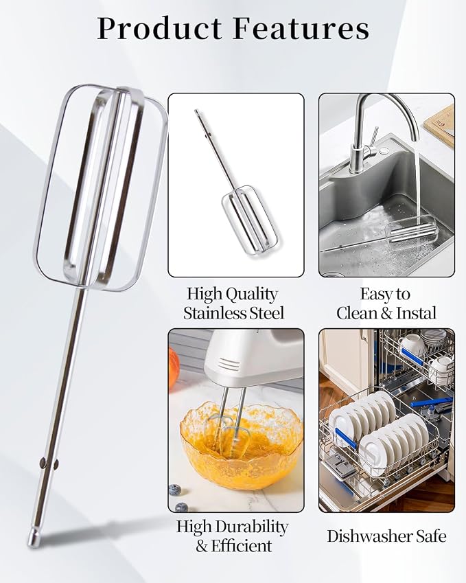 2 Pcs Hand Mixer Attachments Beaters, Hand Mixer Beaters Attachments Kitchen Stainless Steel Replacement Parts for Hamilton Beach 62682RZ 62692 62695V 64699 Mixer