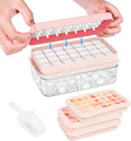 Ice Cube Tray with Lid and Bin, Easy Release 84 Cubes for Freezer | Food-grade BPA-free PP and ABS. Ice cubes for fruit, cocktails, iced coffee. Space-saving stackable with scoop