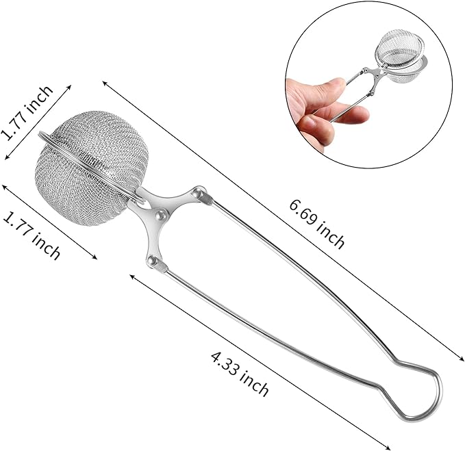 Snap Ball Tea Strainer, Exptolii 6 Pack Stainless Steel Tea Infuser Filter with Handle for Loose Leaf Tea, Spices, Seasonings