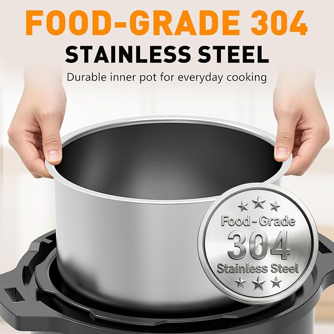 CARORI 8Qt 12-in-1 Electric Pressure Cooker, 1200W, Quick Meals, Time-Saving, Healthy, Easy Cooking Appliance, Slow,Rice,Steamer, Sauté, Yogurt Maker, Warmer & Sterilizer,Safer Venting Design, Black
