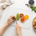 Glass Cutting Board 20''x16'' Large Tempered Glass Kitchen Counter Protector Clear Cutting Board for Countertop Durable Scratch Resistant Heat Proof for Bread Meat Veggies Kitchen Essential