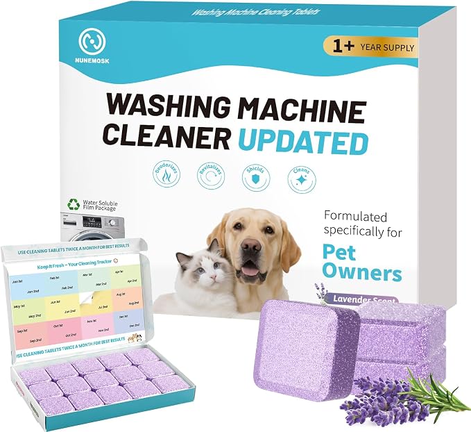 Washing Machine Cleaner,Formulated for Pet Owners,Purple 30 Pack | 1+Year Supply, Deep Cleaning Tablet For HE-Front & Top Load Washer, Removes Residue, Grime, Odors and Pet Hair