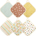 6 Pack Pot Holders 100% Cotton Heat Resistant Potholder, Machine Washable Pot Holder, Hot Pads, Table Pads for Cooking Baking (K)