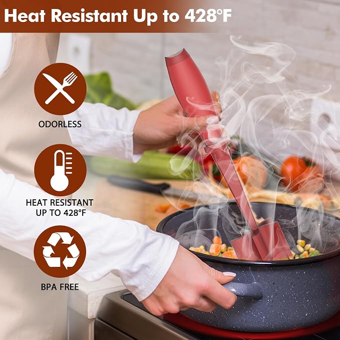 Upgrade Meat Chopper, Heat Resistant Meat Masher for Hamburger Meat, Ground Beef Smasher, Nylon Hamburger Chopper Utensil, Ground Non Stick Mix Chopper, Mix and Chop, Potato Masher Tool（Red） | Premium Heat Resistant Meat Masher, Nylon Potato Mashers Be...