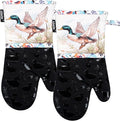 Alselo Oven Mitts 1 Pair, Silicone Printed Kitchen Mittens,7"x13.5" | Heat Resistant & Non-Slip Oven Gloves, Fashion Animal Design with Soft Quilted Cotton Lining for Baking Cooking (Darkgray2)