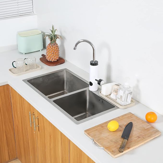 MicoYang Silicone Kitchen Sink Organizer Tray for Multiple Usage,Eco-Friendly Sponges Holder for Kitchen Bathroom Counter or Sink,Dish Soap Dispenser,Scrubber,Bottle,Cup (Tapioca, 10"×5.3")