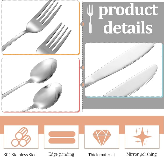 4 Pack Travel Silverware Set with Case for Lunch,Pastel | Reusable Utensils with Case, Portable Flatware, Camping Cutlery, Fork Spoon Knife, for Work School, Dishwasher Safe