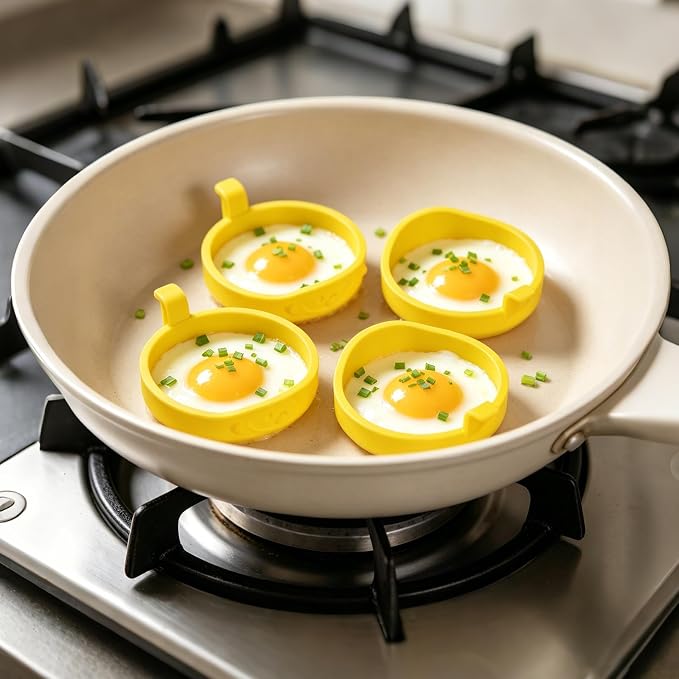 Egg Ring 4 Pack Silicone Rings for Frying Eggs, Non Stick Fried Egg Cooker Ring, Cute Animal Designs Gifts for Family Friends, 4-inch Round Egg Mold for Pancakes Breakfast Sandwich Monkey