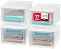 IRIS USA 4-Pack, 17 Qt. Medium Stacking Drawer Storage Organizer, White | Keep clothing, accessories, office supplies, and everyday essentials organized around your home with easy access storage