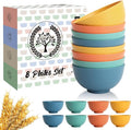 Wheat Straw Small Bowls, Unbreakable Dessert Bowls 8 PCS, 10 OZ Small Plastic Bowl for Kitchen, Microwave & Dishwasher Safe Mini Bowl for Snack, Ice Cream, Yogurt,Portion Control(Multi)