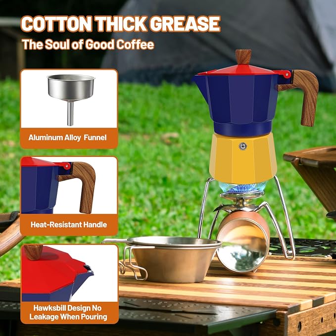 3 Cup Aluminum Espresso Stovetop Moka Pot Express Coffee Maker Percolator Italian Classic Mocha Coffee Machine for Italian and Cuban Cafe Brewing for Home & Camping 150ml 5oz