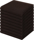 Homaxy 100% Cotton Waffle Weave Kitchen Dish Cloths, 9-Pack, Dark Brown | Ultra Soft Absorbent Dish Towels, Quick Drying Dish Rags with Hanging Loop, 12 x 12 Inches