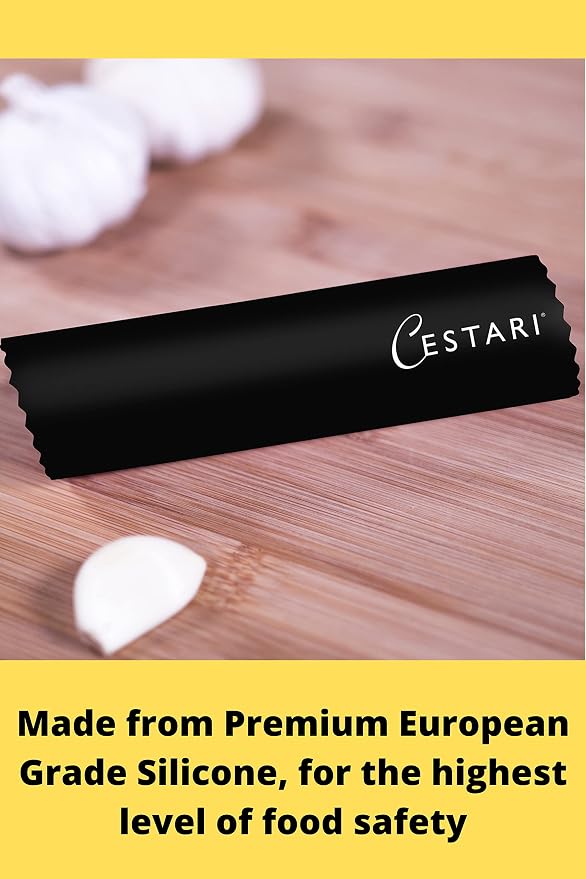 Premium Garlic Peeler - Silicone Easy Roll Garlic Roller Tube - Sturdy Thick Odor Free Silicone - Removes Garlic Peels in Seconds - Peels Multiple Cloves - BPA Free - Black