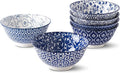 Selamica Blue and White Porcelain 20oz Cereal Bowl Set - Set of 6, 6 inch Soup Bowls, Ceramic bowls for Cereal, Soup, Salad and Pasta, Vintage Blue | Ceramic bowls for Cereal, Soup, Salad and Pasta