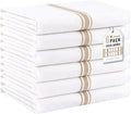 Homaxy 100% Ring Spun Cotton Kitchen Towels 6 Pack, Khaki Stripe | 15 x 25 Inch, Highly Absorbent Dish Towels for Kitchen Drying, Reusable Cleaning Cloths, Soft Tea Towels with Hanging Loop