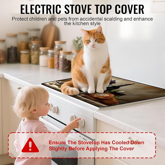 NYZE Stove Top Cover for Electric/Glass Stove, Flat Top Cooktop Protector, Electric Cooktop Cover, Extra Counter Space for Kitchen (Red Wine & Grapes)