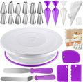 Kootek 71 Cake Decorating Kit Baking Supplies Tools for Beginners & Pros | Cake Stand Turntable, Icing Piping Tips, Disposable Reusable Pastry Bag, Spatulas, Video Tutorial, Pattern Chart
