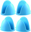 2 Pairs All Blue Mini Silicone Oven Gloves, Mini Finger Protector Pot Holder for Kitchen,Cooking,Baking,BBQHeat Resistant Gloves，can be Washed in the Dishwasher