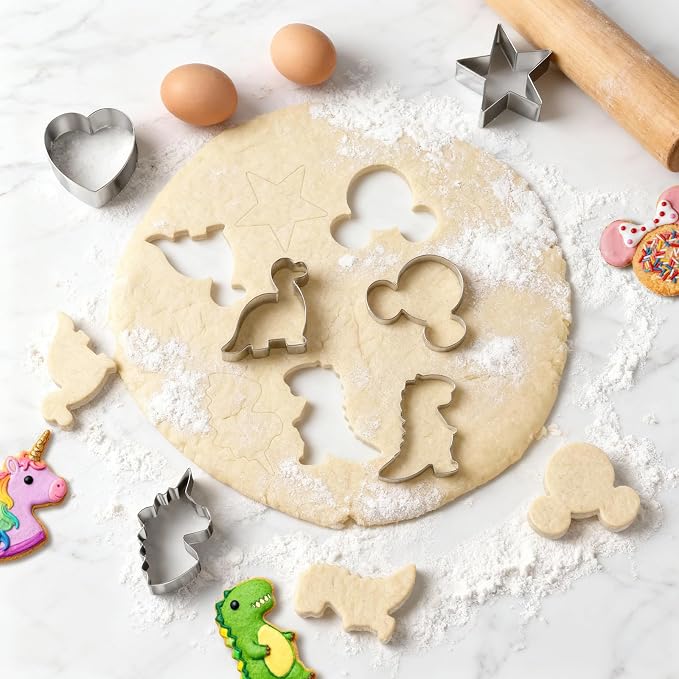 Stainless Steel Cookie Cutters, Mickey Unicorn Dinosaur Heart Star | Biscuit Cutter Molds for Baking or Valentine's Day Christmas Holiday Party Decorations