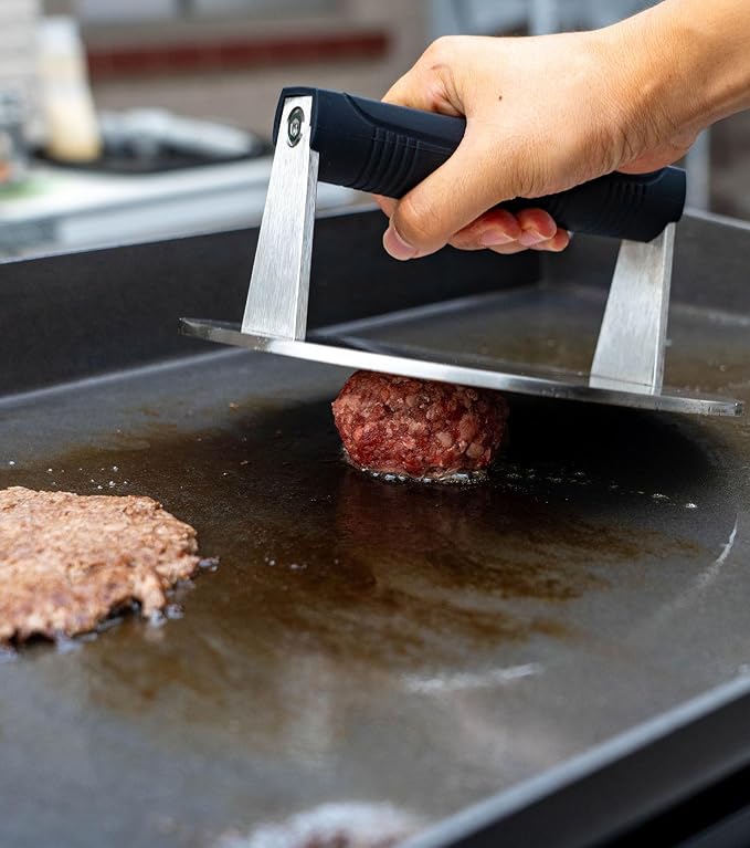 Smash Burger Press, Dishwasher Safe Stainless Steel, 8 in, 3.25 lb