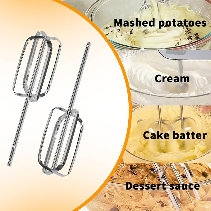 Hand Mixer Beaters for Hamilton Beach 2-Pack | Stainless Steel Whisk Attachments, fits 62682RZ/62692/62695V/64699, for Baking, Eggs, and Creams.