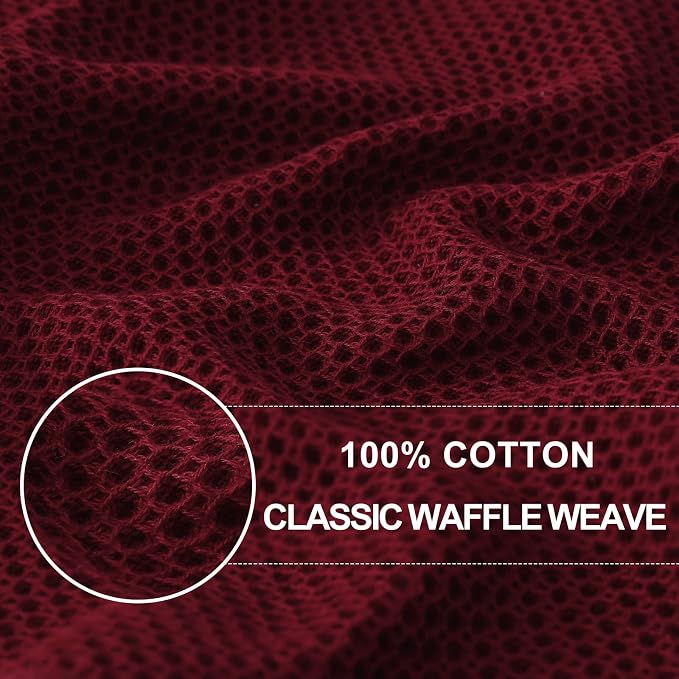 Homaxy 100% Cotton Waffle Weave Kitchen Dish Towels 12-Pack, Burgundy | 13 x 28 Inches, Ultra Soft Absorbent Dish Towels, Quick Drying Cleaning Towels
