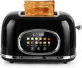 Roter Mond Smart 2 Slice Toaster, Touchscreen, Bagel Defrost, Retro Black | Retro stainless steel, digital timer & sleep mode, 6 bread types & shades, defrost/reheat/cancel,even toasting wide slots
