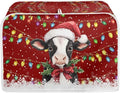 Christmas Cow Print Toaster Cover 2 Slice Bread Toaster Oven Dustproof Cover, Waterproof Kitchen Small Appliance Cover Table Home Kitchen Xmas Decor