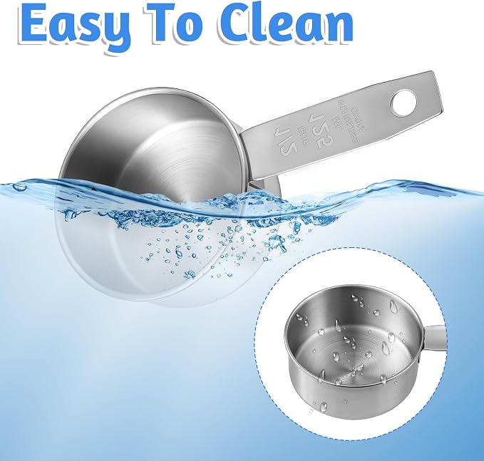 1 Pc 1/2 Cup Measuring Scoop, Dog Food Scoop, 125ml Stainless Steel Half Cups Dogs Food Scoops for Feeding Dog, Cat, Wet and Dry Ingredients, Dishwasher Safe