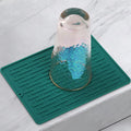 Dish Drying Mats, Heat-resistant Silicone Mat for Kitchen Counter, Non-Slip Dish Dry Mat Dishwasher Safe Small, Turquoise