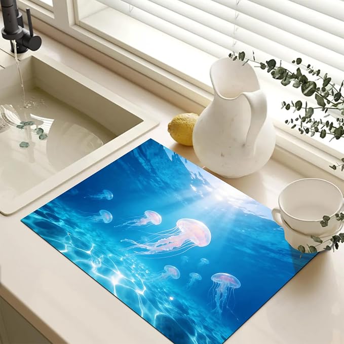 HOMETITUTE Summer Stove Top Cover 28x20 Jellyfish Ocean Art Heat Resistant